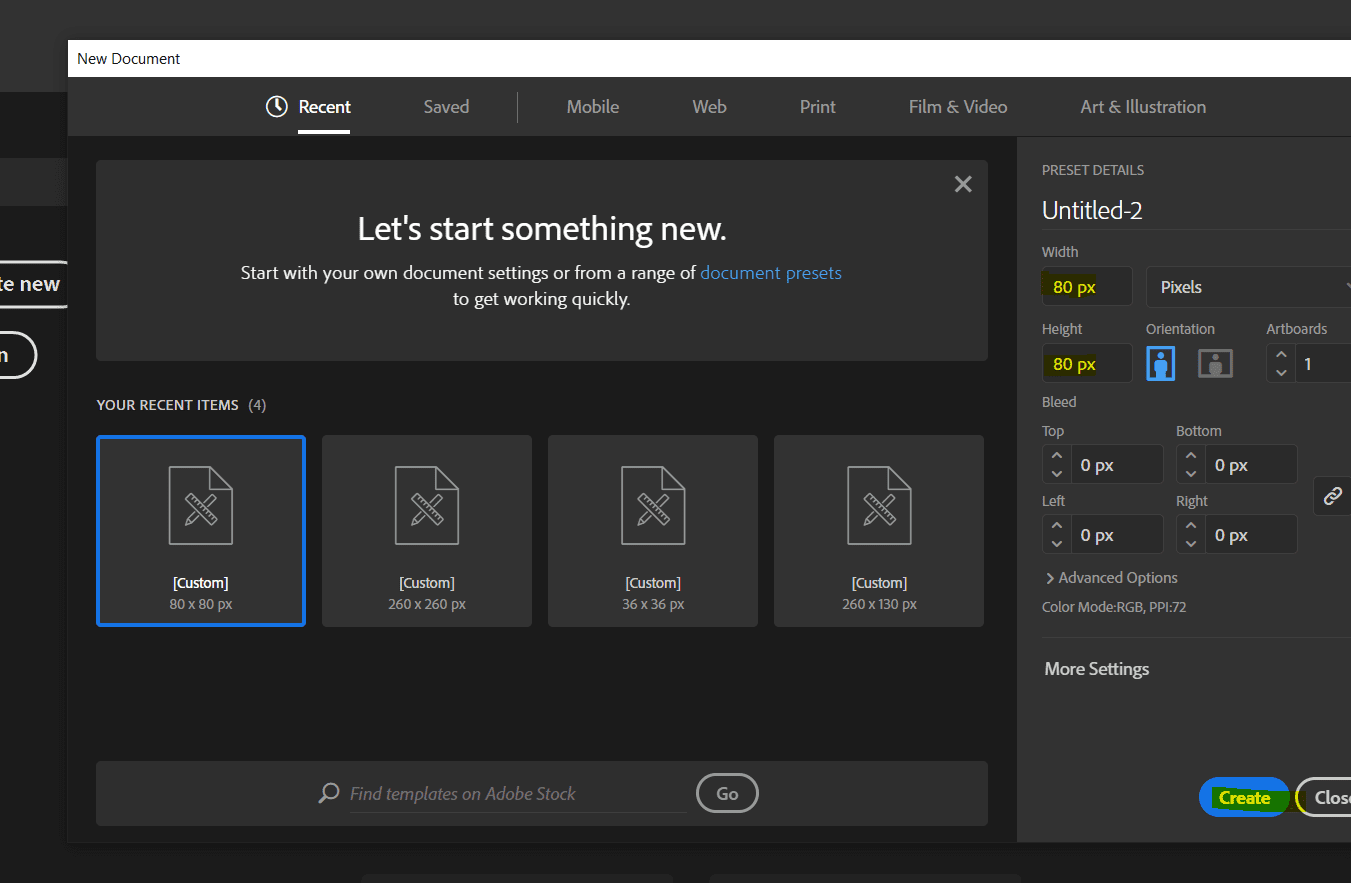 Select dimensions of your layer screenshot